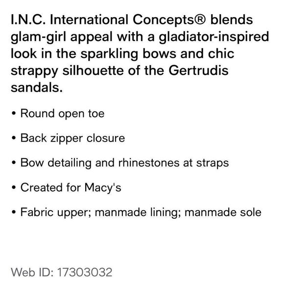 Macy’s New w/Box Gertrude Bling Bow Gladiator Sandals - Picture 9 of 13
